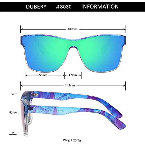 Image of DUBERY Fashion Polarized Sunglasses for Women Men 100% UV Protection Trendy Siamese Lens Shades D8030