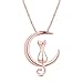 Produktbild SHEGRACE Damen Collier mit Katze auf dem Mond Anhänger aus 925er Sterling Silber, Platin, Roségold Plattiert, Verstellbar, 400 +45 mm