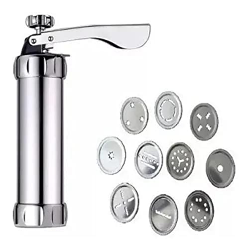 Maquina Para Moldar Biscoitos Com 10 Moldes Biscoiteira Bolo Cozinha Gourmet Massa Confeitaria
