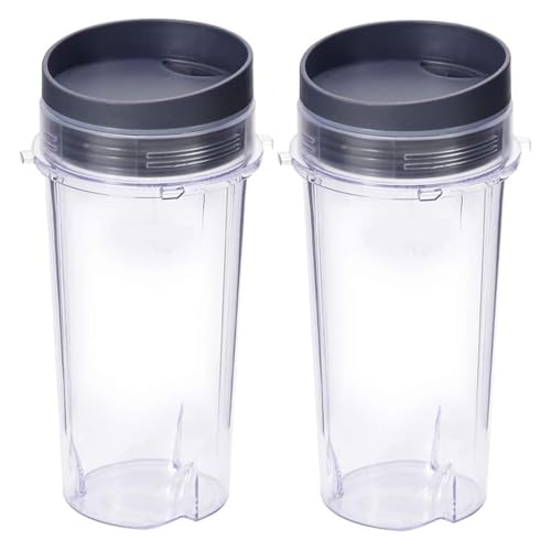2 piezas vasos con tapas planas de 16 oz para licuadora miniatura 1