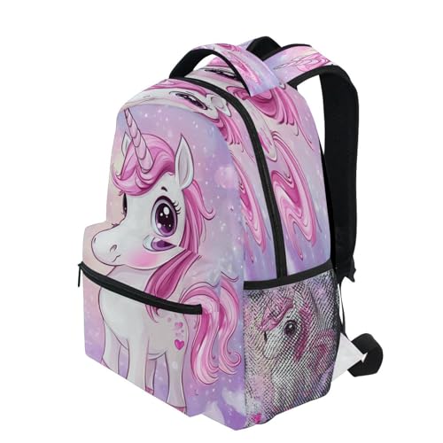 Dussdil Cute Pink Unicorn Horse (2) Kids Backpack School Backpacks for Boys Girls 16 IN Book Back Pack Bag Casual Travel Daypack with Adjustable Shoulder Strap Zipper3