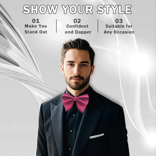 Image of Mens Bow Tie Pre Tied Oversized Bow Ties for Men Satin Bowties for Tuxedo Wedding Party Banquet