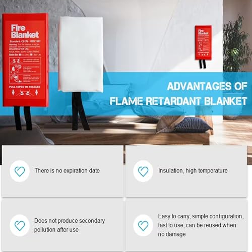 Image of Kingjie Emergency Fire Cover for Home and Kitchen - 2 Pack - 40 inchx40 inch Fiberglass Fire Blanket, Flame Suppression Fore Blanket for House Camping Car Office Warehouse