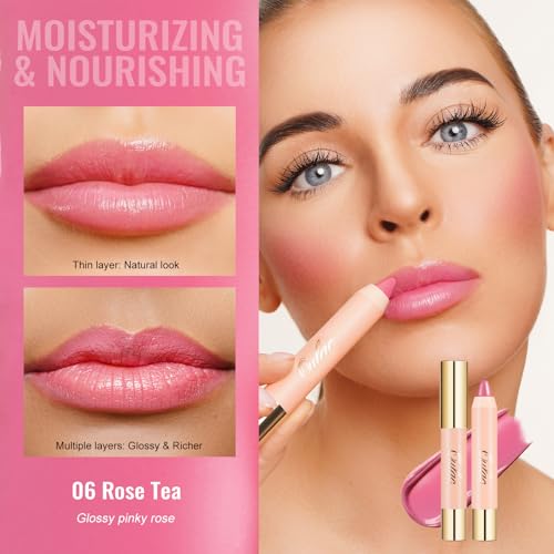 Oulac Light Pink Moisturizing Lipstick Tinted Lip Balm - Hydrating Lip Crayon for Dry Lips & Blush - Lip Colour and Cheeks Makeup - Image 2