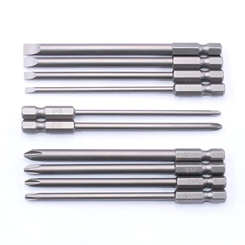 Yinixin Slotted And Cross Head - Hex Shank Screwdriver Bits Set (10Pcs 1/4 Inch With Storage Case) - Magnetic Tips - Quick Release Shank For Easy Attachment - Solid S2 Steel Alloy #TOP4