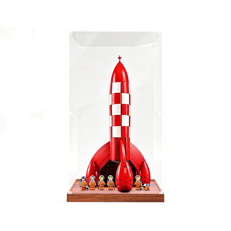 Display Case for LE*GO 21367 Tintin Moon Rocket, Premium Acrylic Dust-Proof Protector for Collectible LE*GO Ideas Model