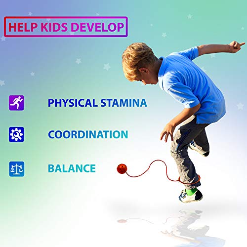 Skip Jump Rope - Pack of 6 - Variety Colors - Best Swing Ball Set Game for Boys Girls and Kids. Fun Excercise, Coordinate, Balance, Fitness, Active and Smile. Play Indoor and Outdoor (6 SwingBalls)