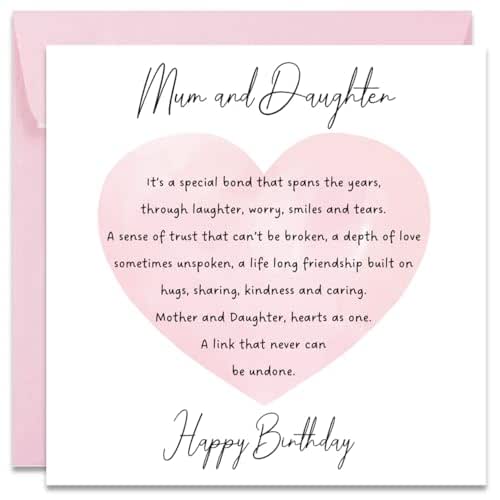 Printperfect mum birthday card, happy birthday mum card from daughter, sweet birthday card for mum, women (Pink Envelope) - View 2