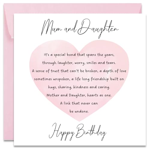 Printperfect mum birthday card, happy birthday mum card from daughter, sweet birthday card for mum, women (Pink Envelope)