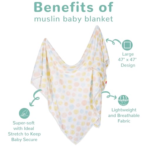 Image of HECCEI 3-Pack Muslin Baby Swaddle Blanket Bamboo Cotton 47 x 47 Inches | Soft Breathable Receiving Blanket Swaddles for Newborn Registry Gift for Baby Showers