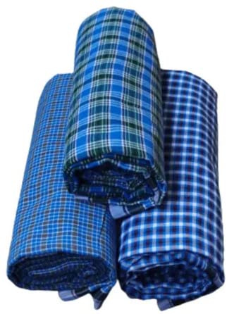 Cotton Lungis for Men Blue Colour Checks 2Mts Pack of 3 Piece-image-23