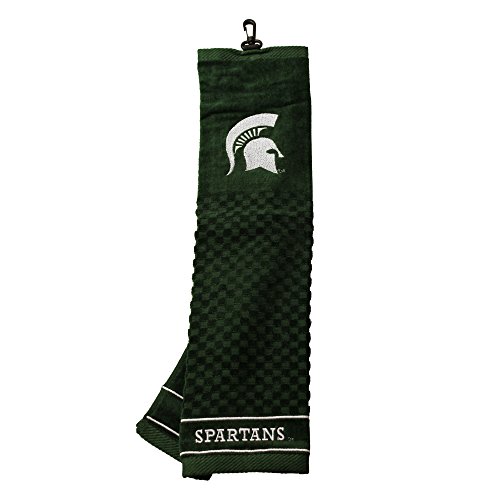 Image of Team Golf NCAA Michigan State Spartans Embroidered Golf Towel Embroidered Golf Towel, Checkered Scrubber Design, Embroidered Logo