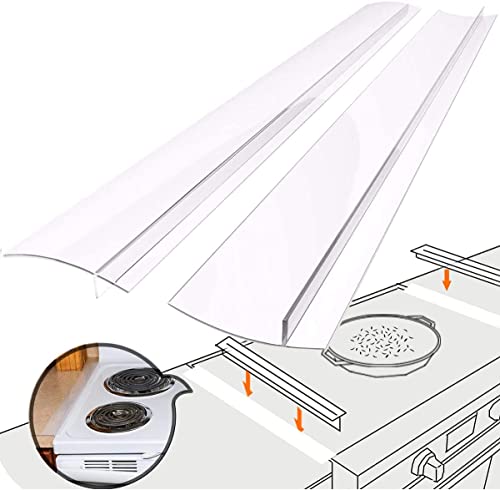 Silicone Gap Cover, (2 Pack) Silicone Gap Stopper Kitchen Stove Counter Gap Covers - Flexible Stove Space Fillers, Food Grade (21inches, White)