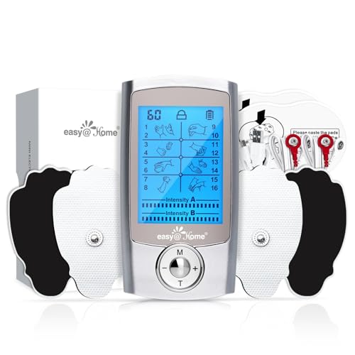 Easy@Home 3 en1 Estimulador de Muscular TENS y EMS: Masajeador Portátil para Aliviar dolor y Potenciar Musculatura丨Fisioterapia Rehabilitación en casa丨USB Recargable