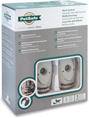 PetSafe Bellkontrolle für Innenräume, Bellsensor mit Ultraschallton, 8 M Reichweiter, 2 3V-Batterien nötig, 2er-Pack.