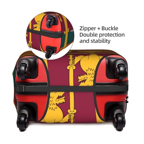 Sri Lanka Flag Print Travel Elastic Suitcase Luggage Baggage Cover Protector, Washable And Anti-Scratch4