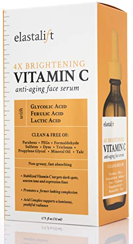 Elastalift-Vitamin-C-Serum-for-Age-Spots-Wrinkles-Expression-Lines-Anti-Aging-Serum-wVitamin-C-Hyaluronic-Acid-brightens-skin-helps-promote-a-healthier-skin-complexion-Two-175-Fl-Oz Elastalift Vitamin C Facial Serum For Age Spots, Wrinkles, & Expression Lines. Anti-Aging Face Serum W/Vitamin C & Hyaluronic Acid Brightens Skin To Promote Healthier Skin Complexion (2-Pack)