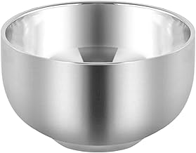 Akstore Men's Durable Shave Soap Cup Stainless Steel Heat Insulation Smooth Shaving Mug Bowl (Medium)