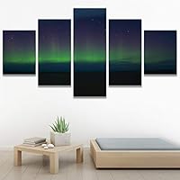 SIGNWIN 5 Panel Canvas Wall Art Astronomy & Space Contemporary Cosmic Dramatic Green Group Photography Realism Ultra for Home Decorations Ready to Hang - 60