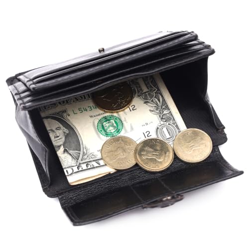 Image of Wallet for Men | Genuine Leather | Compact Purse with Coin Pocket | Card Slots & ID Window | Men's Wallet (Black)