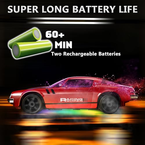 Image of Remote Control Car RC Drift Car 2.4GHz 1:24 4WD 15KM /H High Speed Racing Sport Car with LED Lights Drifting Tire Racing Sport Toy for Adults Boys Girls Kids Gift
