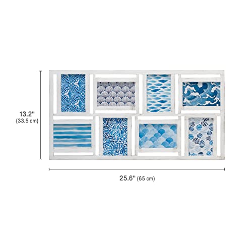 Melannco 8 Opening Collage Frame- Displays Four 4X6 And Four 6X4 Inch Photos, Horizontal Or Vertical Display, 25X15 Inch, Distressed White #TOP1