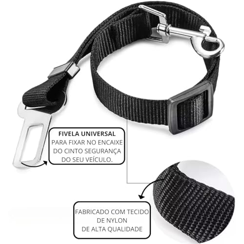 Kit 2 Cintos de Segurança para Pets Cães Gatos Banco Traseiro, Dianteiro