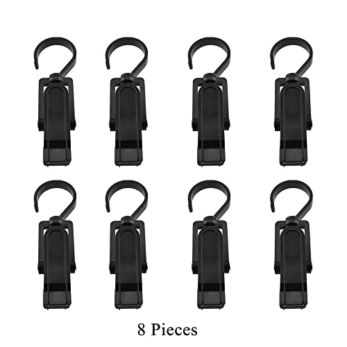 Image of Hahiyo Plastic Swivel Clothespins Hanging Hook Clip Smooth Rotate Strong from Wind Secure to Hold Heavy Laundry Save Space Not Damage Leave Pinch Mark for Curtain Towel Hangers 2.3 Inches Black 8PCS