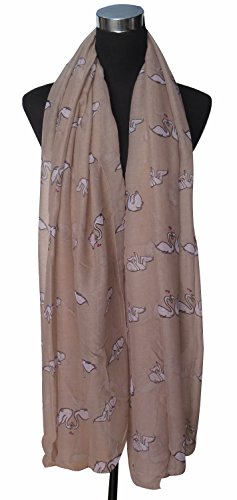 Lina & Lily Swan Print Women's Large Scarf Shawl Lightweight2
