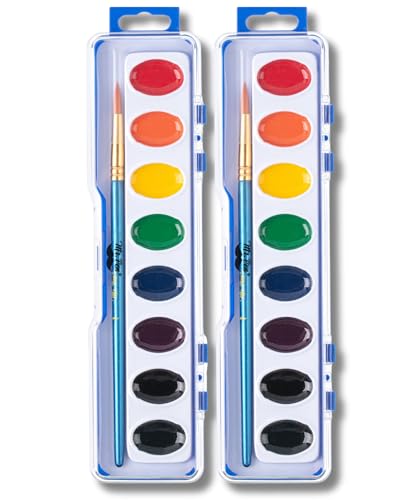 Mr. Pen- Washable Watercolors, 2 Pack, 8 Colors with Paint Brush, Watercolor Paint Set, Water Color Painting Kids, Watercolors for Kids and Adults