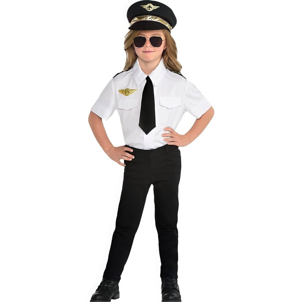 amscan Black & White Kids Pilot Costume - 1 Set - Adorable, Perfect For Parties, Birthdays, Halloween, Dress-Up Fun & Role-Playing Fun