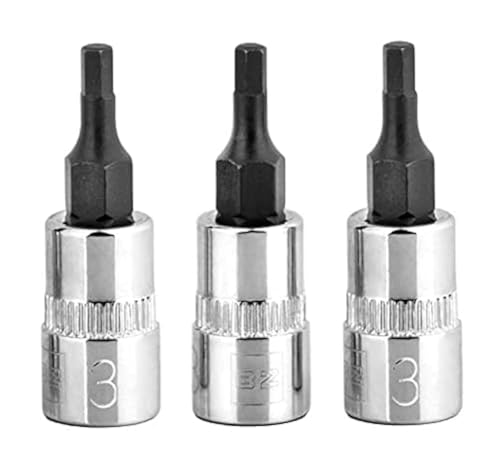 Image of BRAZEN 3mm Hex Bit Socket /Allen Driver Three Pack (1 /4 inch Drive, Short)