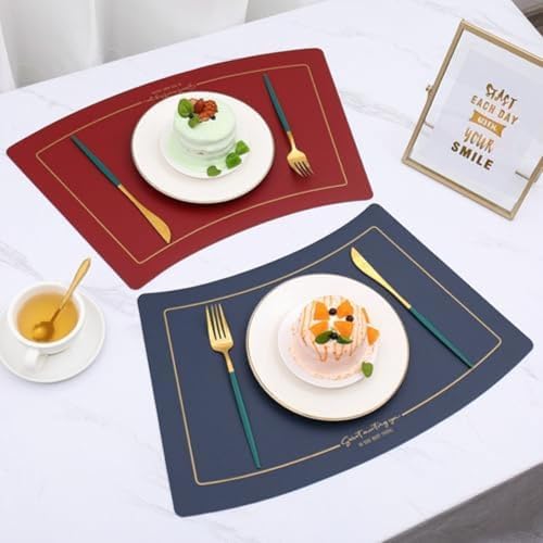 Set de table compensé en cuir gris haut de gamme 44x27 cm - 5