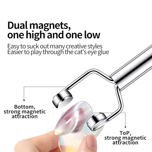 Image of 3 IN 1 Cat Eye Nail Magnet U-Shaped Double Head Magnetic Gel Nail Polish Magnet Pen Magnets For Cat Eye Gel Polish Cat Eye Magnet For Nails Multifunctional Nail Design Tools (Silver)