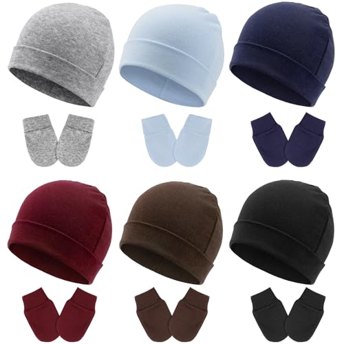 Image of BQUBO Newborn Baby Hats Mittens Set for Boys Girls Hospital Hat Beanie Infant Caps Baby Gloves