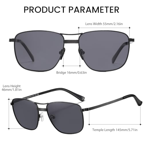 DUCO Rectangle Sunglasses for Men Women Polarized Sunglasses UV400 Driving Fishing Retro Sun Glasses DC30403