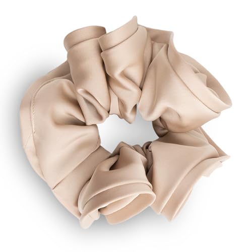 SXQLYH Gomas para el pelo Scrunchies de satén para mujer, goma trenzada, goma de pelo tridimensional, suave, elástica, grande, para mujer, pelo largo y grueso (albaricoque)