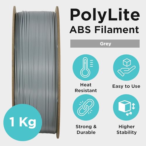 Image of Polymaker ABS Filament 1.75mm Grey, 1kg 3D Printing Filament, PolyLite ABS 3D Printer Filament, Heat Resistant, Strong & Durable, Dimensional Accuracy + /- 0.03mm
