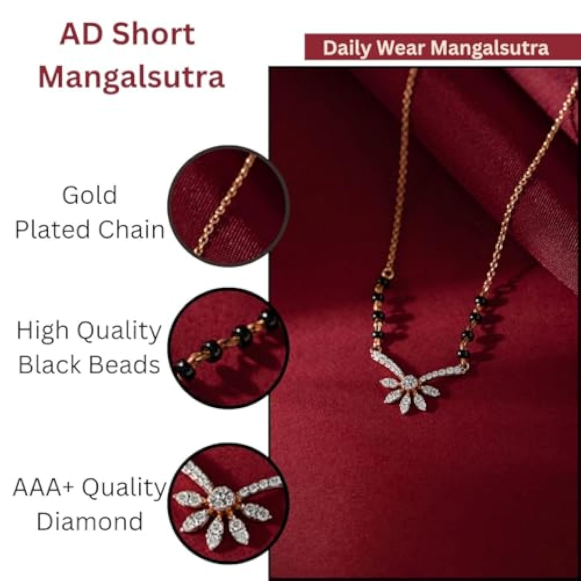 Women's Luxurious Gold-Plated Diamond Mangalsutra