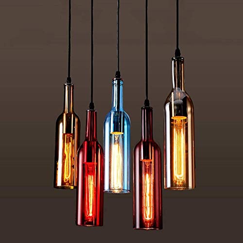 Lustre bouteille de vin marron avec hauteur reglable E27 Edison - 5