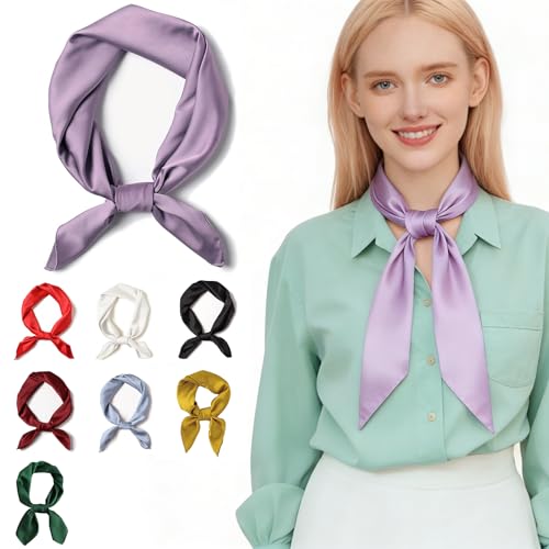 SHUBEIEUMI Foulard Carré Femmes, Foulards en Soie pour Femme, Hijab Foulard à Enfiler, Carré de Soie 70x70cm, Accessoire de Cheveux en Satin Élégant...