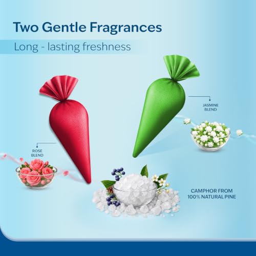 Image of CamPure Camphor Cone (1 Rose + 1 Jasmine) Pack Of 2-100% Organic | Air Freshener For Car, Wardrobe, Office Cabin's, Drawers, Travel Bag & Bathroom