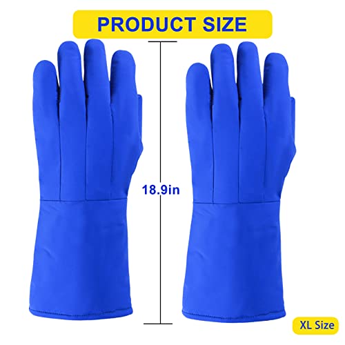 18.9Inch Cryogenic Gloves Low Temperature Liquid Nitrogen Protective Cowhide Gloves Resistance For Dry Ice Liquid Nitrogen Cold Storage Large Size #TOP1
