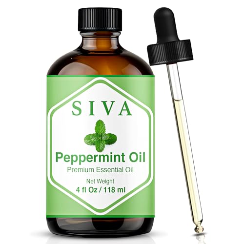 Siva Peppermint Essential Oil - 4 Fl Oz – 100% Natural Peppermint Oil - for Diffuser, Face, Skin...