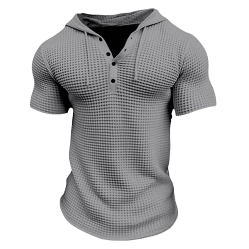 Mens Hoodies Drawstring Waffle Knit Tops Slim Fit Lightweight Summer Hooded Sweatshirt Gym Muscle Fit T Shirts Tshirt3