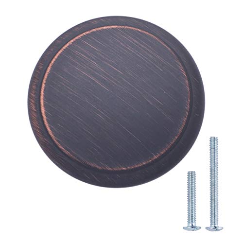 Image of Traditional Round Flat Drawer Knob, 1-3 /16-Inch Diameter, Oil Rubbed Bronze Finish, 300 Pieces