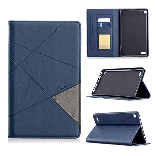 Étui en cuir pour tablette Android bleu compatible Kindle Fire 7 antichoc avec veille - 7