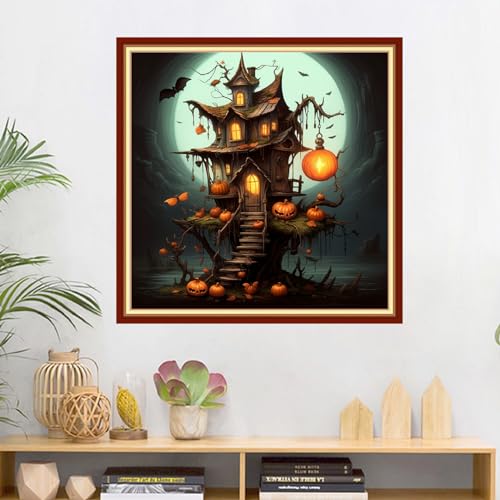 Image of Dimxvean Stamped Cross Stitch Kits,Cross Stitch Kits for Adults Beginners,Embroidery Kits Full Range of Cross Stitch Stamped Kits Needlepoint Kits Cross Stitch Patterns-Magic House 18x18 inch