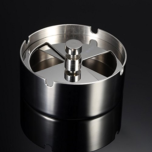 KKmoon Cinzeiro giratório redondo de aço inoxidável de alta qualidade com bandeja giratória Cinzeiro