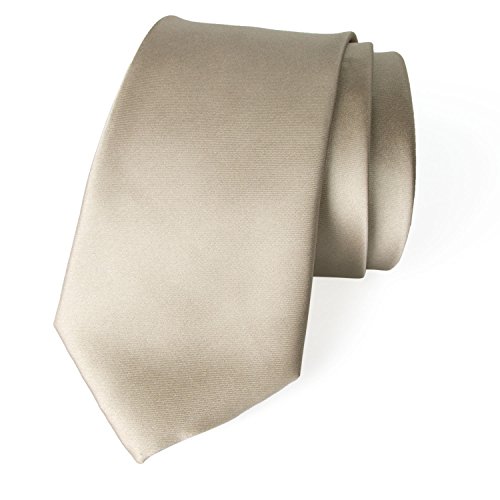 Spring Notion Men s Solid Color Satin Microfiber Tie, Skinny Champagne
